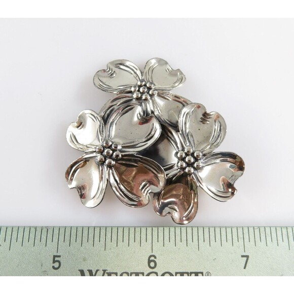 c1950's Vintage 3D Dogwood Tree Flower Sterling Silver Brooch by Beau 2 1/4" W x - Picture 6 of 6